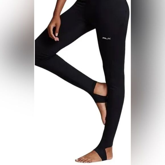 RLX Ralph Lauren Black Stirrup Stretch Leggings w/ Stash Pocket - XS - Picture 1 of 11